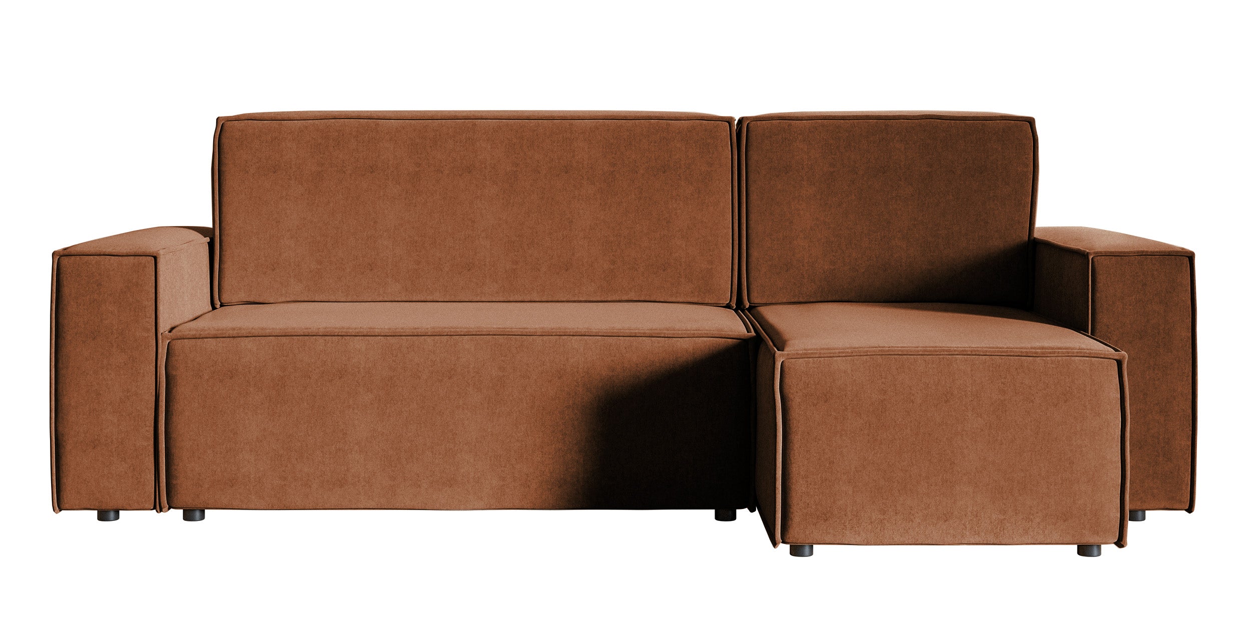 Ecksofa mit Schlafunktion Copertino, L-förmig, mit Stauraum, universell, kupferfarbener, wasserabweisender Samt