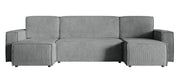 Ecksofa mit Schlaffunktion Copertino U-förmig mit Stauraum, universell, aschgrauer Cordstoff