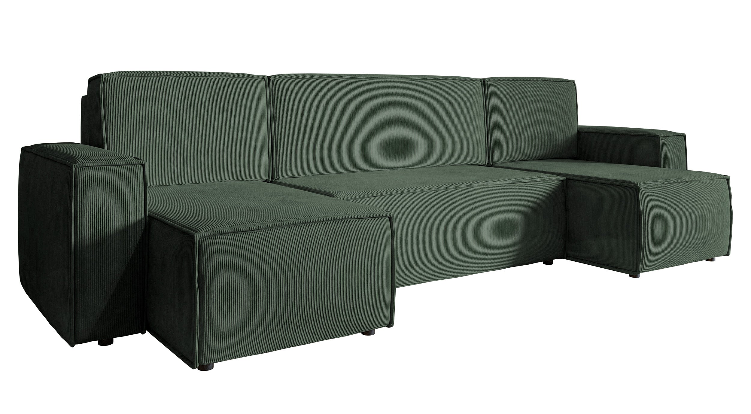 Ecksofa mit Schlaffunktion Copertino U-förmig mit Stauraum, universell, grün, Cord