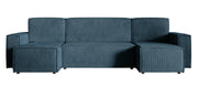 Ecksofa mit Schlaffunktion Copertino U-förmig mit Stauraum, universell, marineblauer Cordstoff