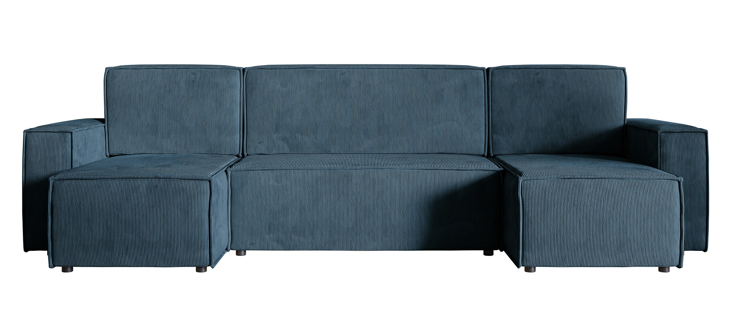 Ecksofa mit Schlaffunktion Copertino U-förmig mit Stauraum, universell, marineblauer Cordstoff