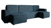Ecksofa mit Schlaffunktion Copertino U-förmig mit Stauraum, universell, marineblauer Cordstoff