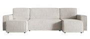 Ecksofa mit Schlaffunktion Copertino U-förmig mit Stauraum, universell, sandfarbener Cordstoff