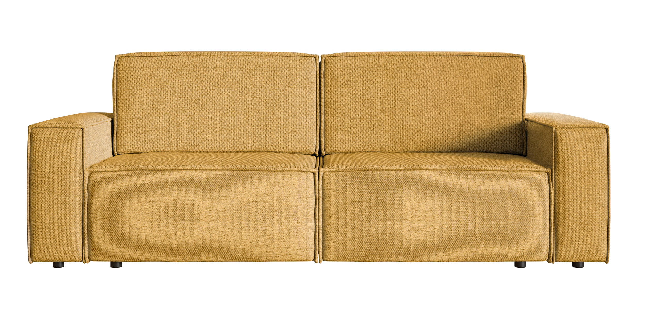 Dreisitziges ausklappbares Sofa Copertino in Senfgelb, leicht zu reinigendes Geflecht
