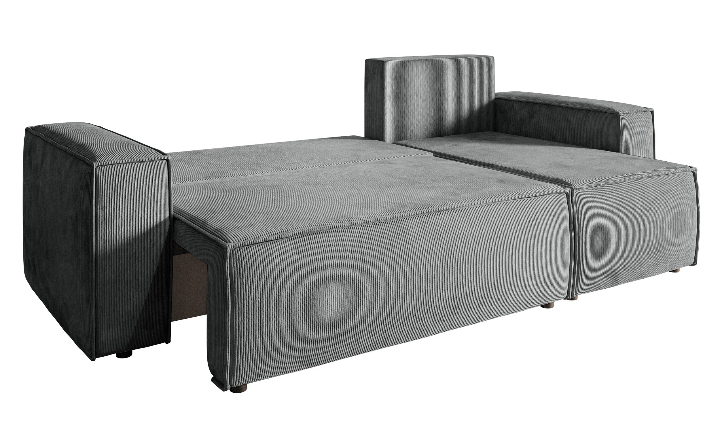 Ecksofa mit Schlaffunktion Copertino, L-förmig, mit Stauraum, universell, grauer Cord