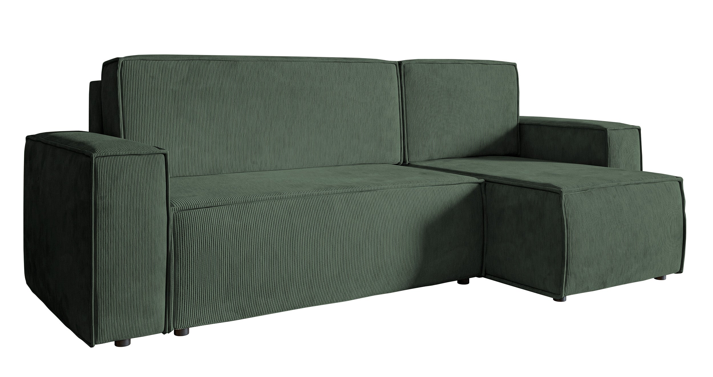 Ecksofa mit Schlaffunktion Copertino, L-förmig, mit Stauraum, universell, grün, Cordstoff