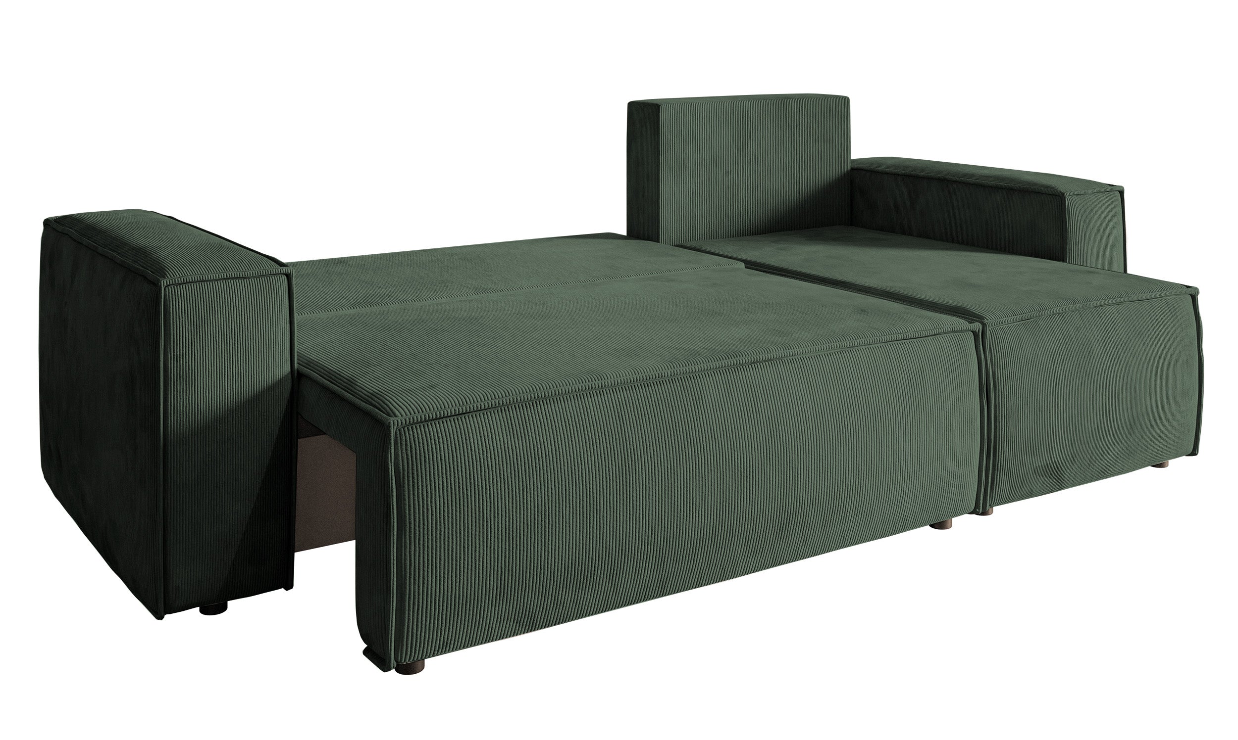 Ecksofa mit Schlaffunktion Copertino, L-förmig, mit Stauraum, universell, grün, Cordstoff