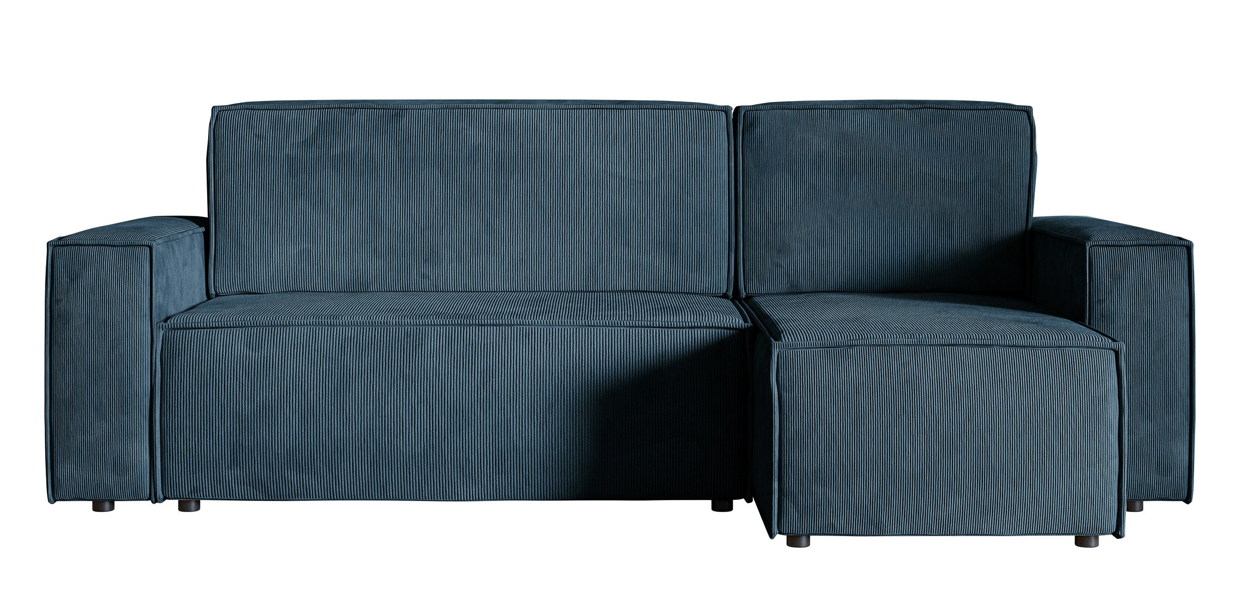 Ecksofa mit Schlaffunktion Copertino, L-förmig, mit Stauraum, universell, dunkelblauer Cordstoff