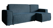 Ecksofa mit Schlaffunktion Copertino, L-förmig, mit Stauraum, universell, dunkelblauer Cordstoff