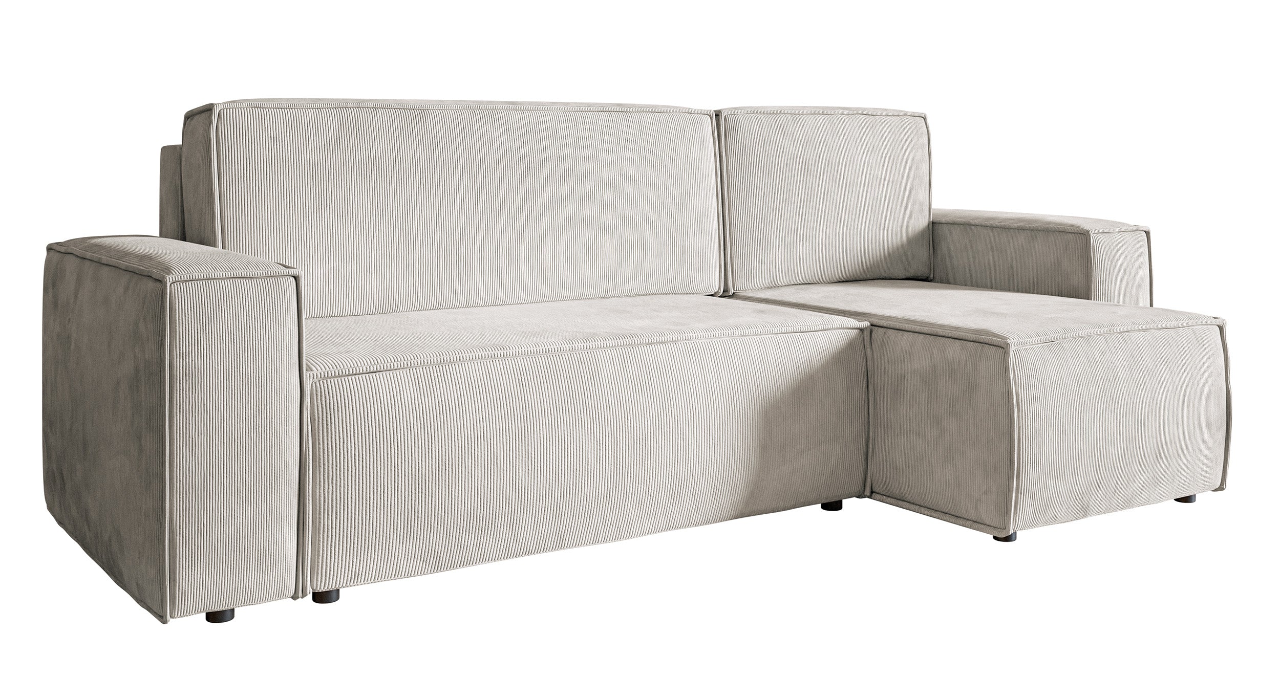 Ecksofa mit Schlaf-Funktion Copertino, L-förmig, mit Stauraum, universell, sandfarben, Cordstoff