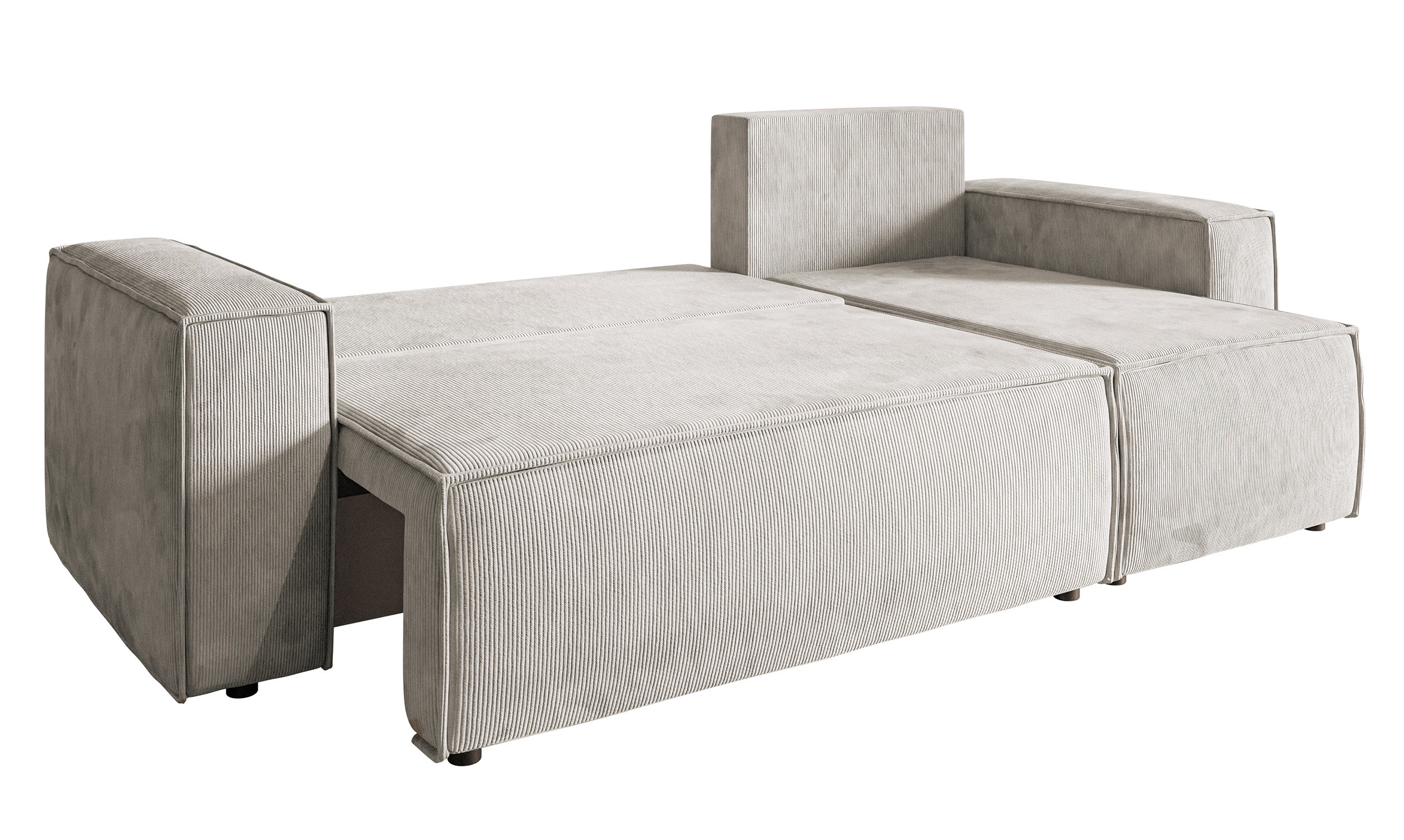 Ecksofa mit Schlaf-Funktion Copertino, L-förmig, mit Stauraum, universell, sandfarben, Cordstoff