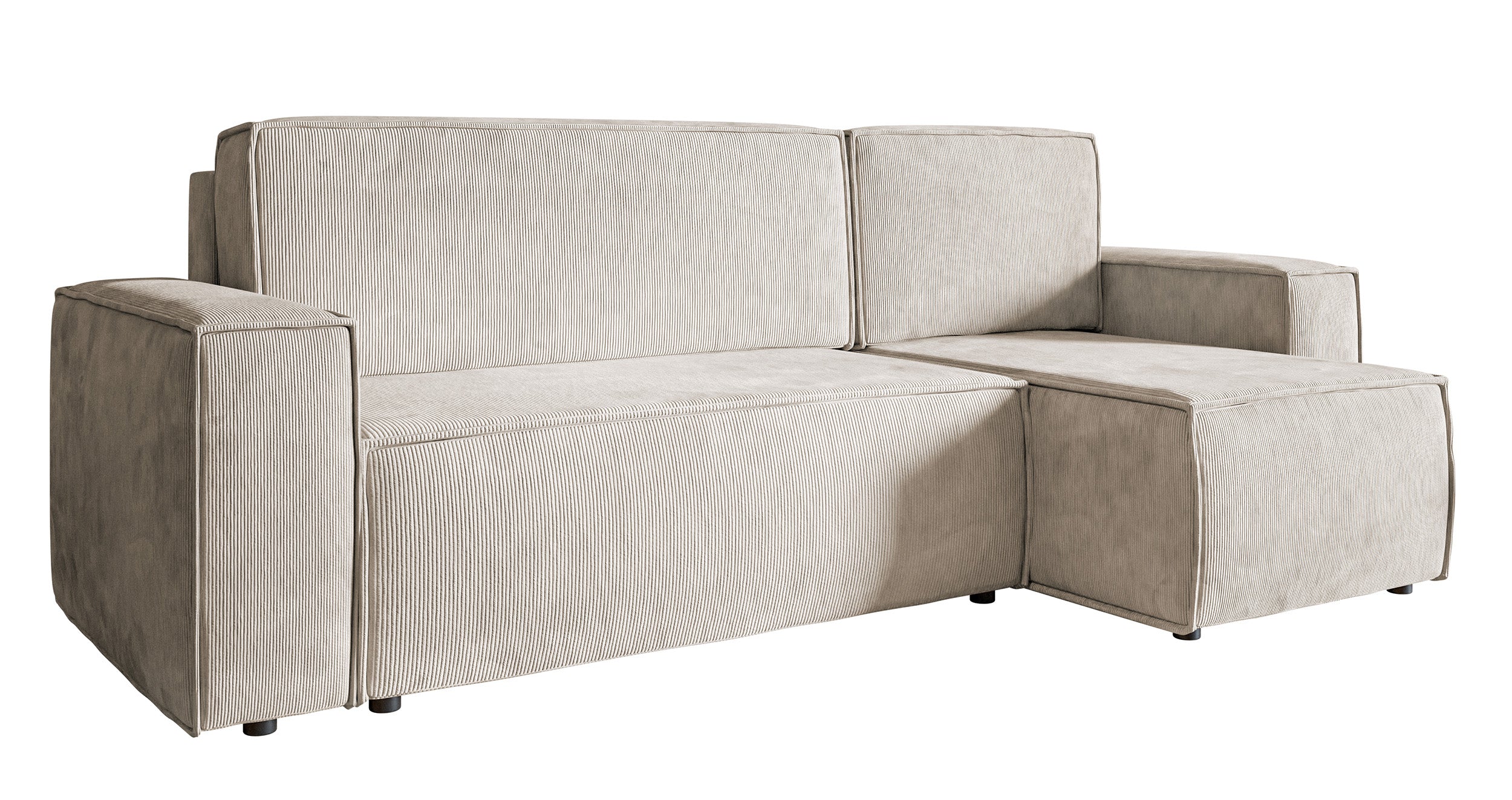 Ecksofa mit Schlaffunktion Copertino, L-förmig, mit Stauraum, universell, beige Cord