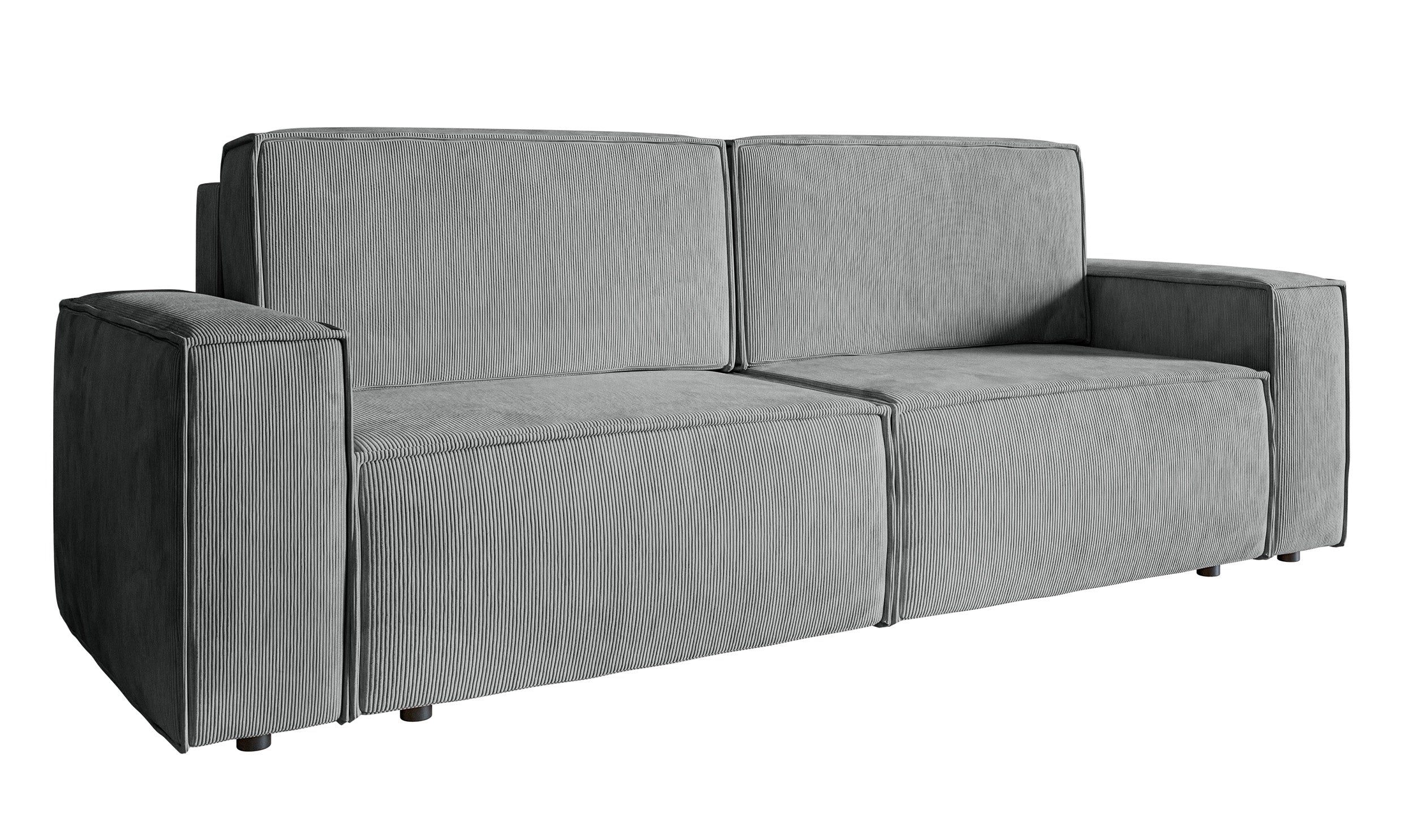 Dreisitziges ausklappbares Sofa Copertino in hellgrauem Cordstoff