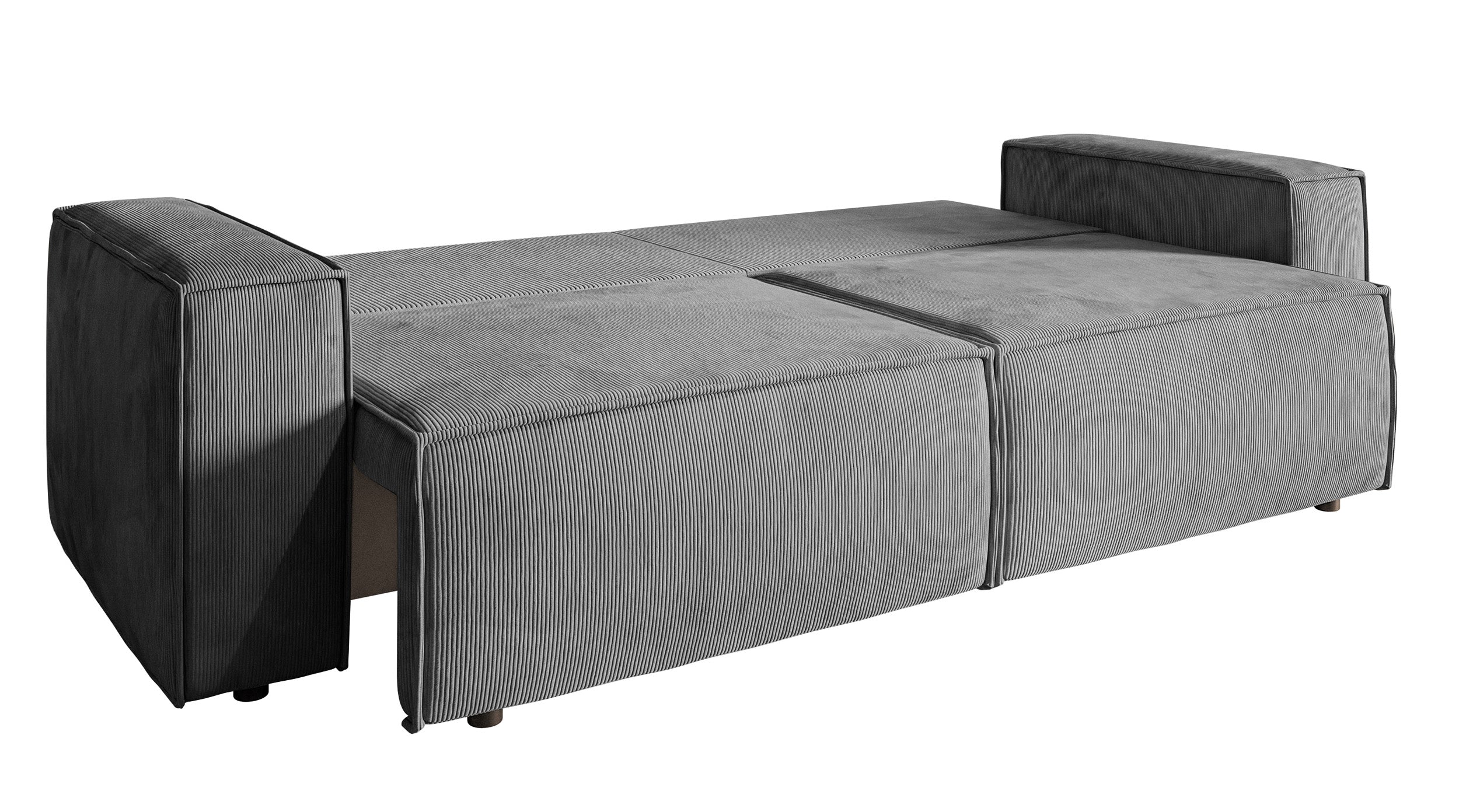 Dreisitziges ausklappbares Sofa Copertino in hellgrauem Cordstoff