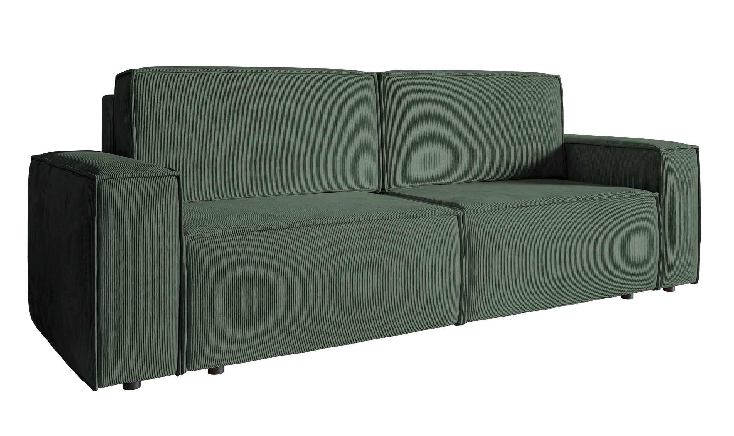 Dreisitziges ausklappbares Sofa Copertino, grün, Cordstoff