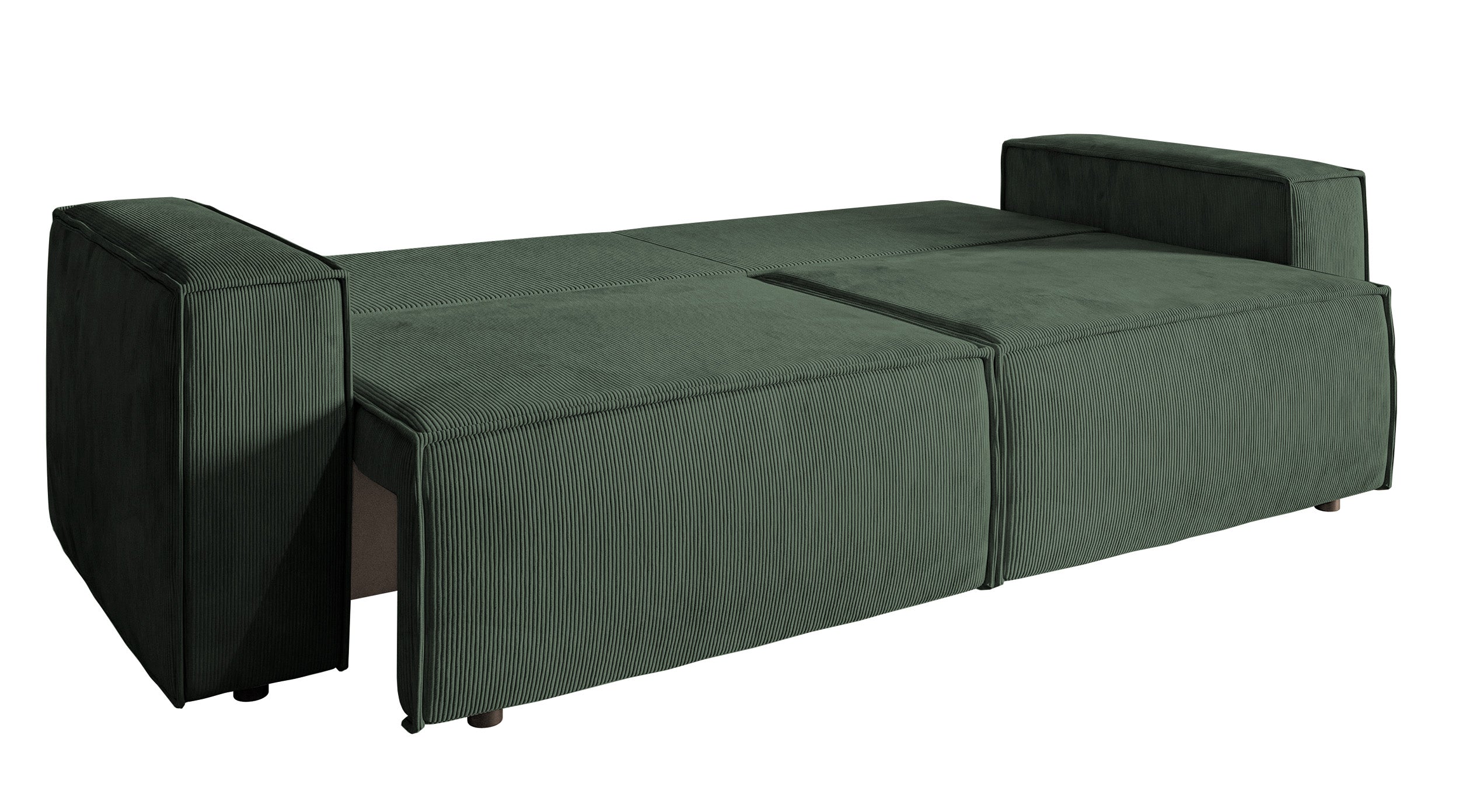 Dreisitziges ausklappbares Sofa Copertino, grün, Cordstoff