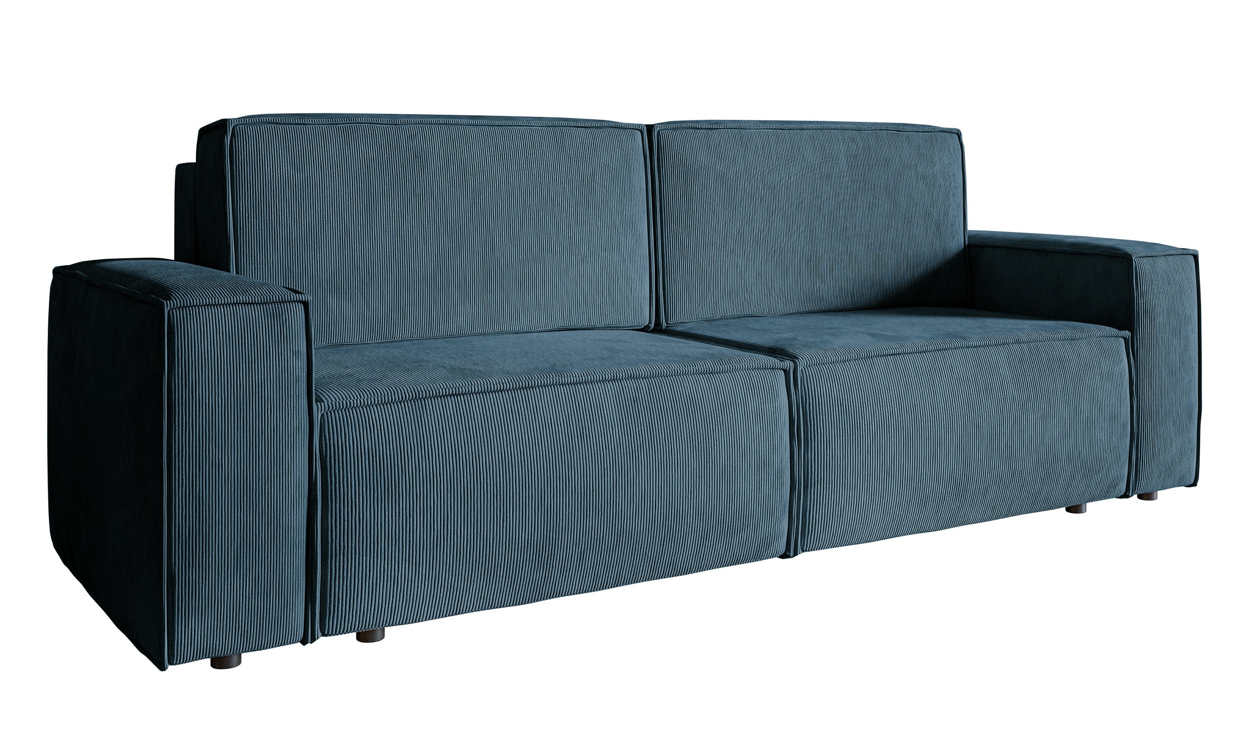 Dreisitziges ausklappbares Sofa Copertino in Marineblau aus Cordstoff