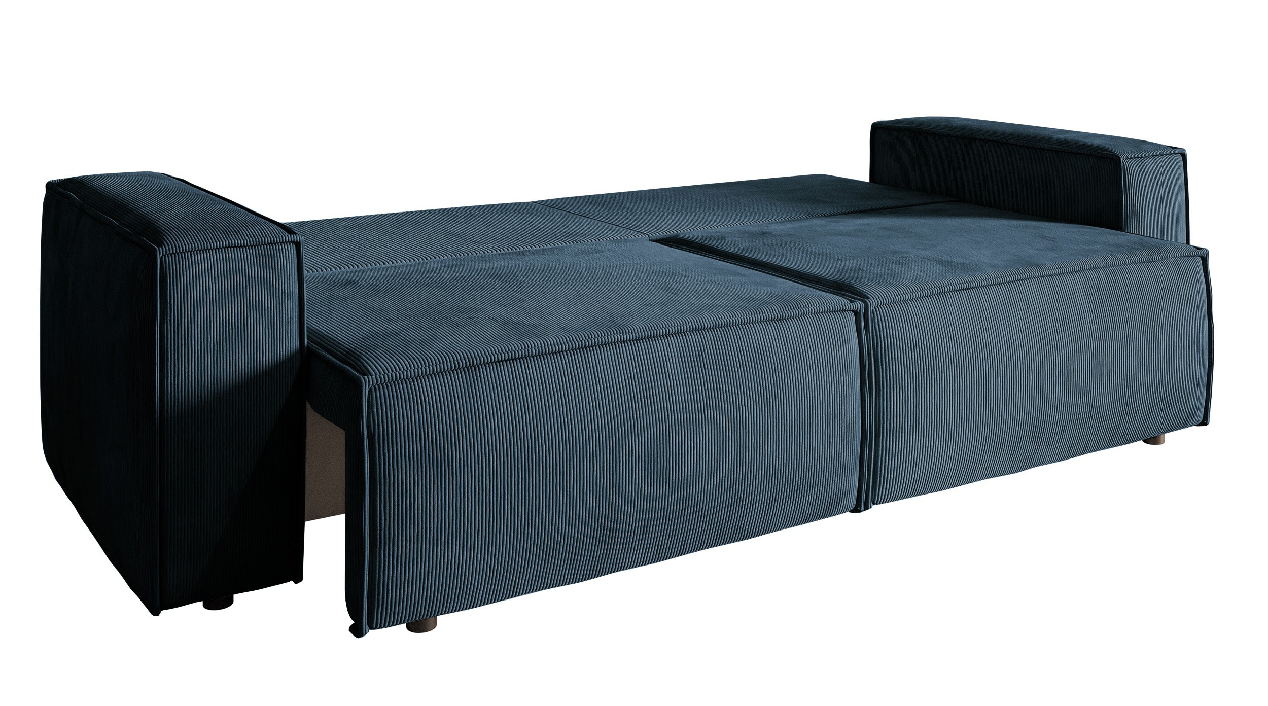 Dreisitziges ausklappbares Sofa Copertino in Marineblau aus Cordstoff