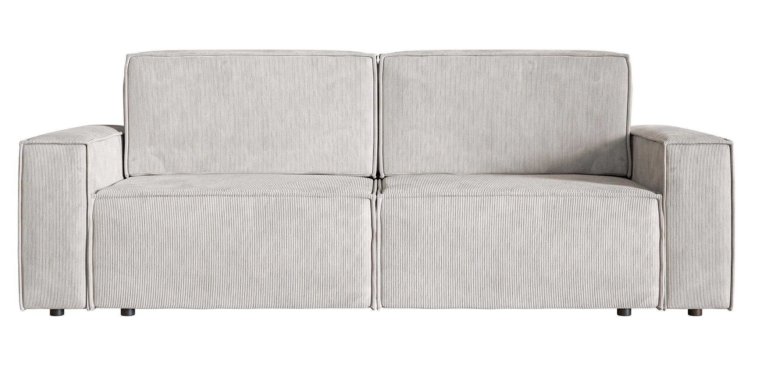 Dreisitziges ausklappbares Sofa Copertino in Sandfarbe, Cordstoff