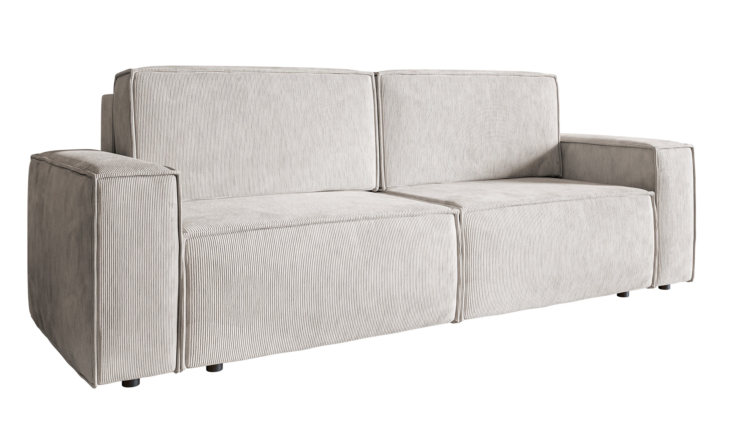 Dreisitziges ausklappbares Sofa Copertino in Sandfarbe, Cordstoff