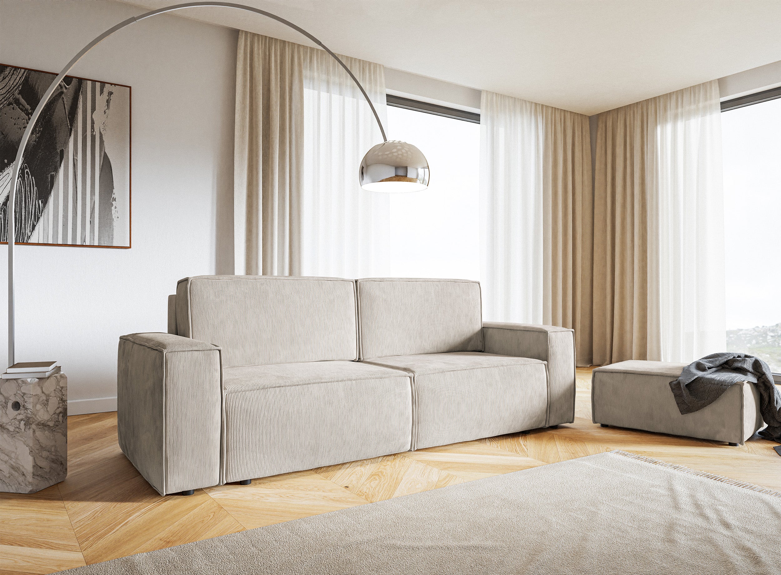 Sitzhocker Copertino 65x90 cm beige Cord