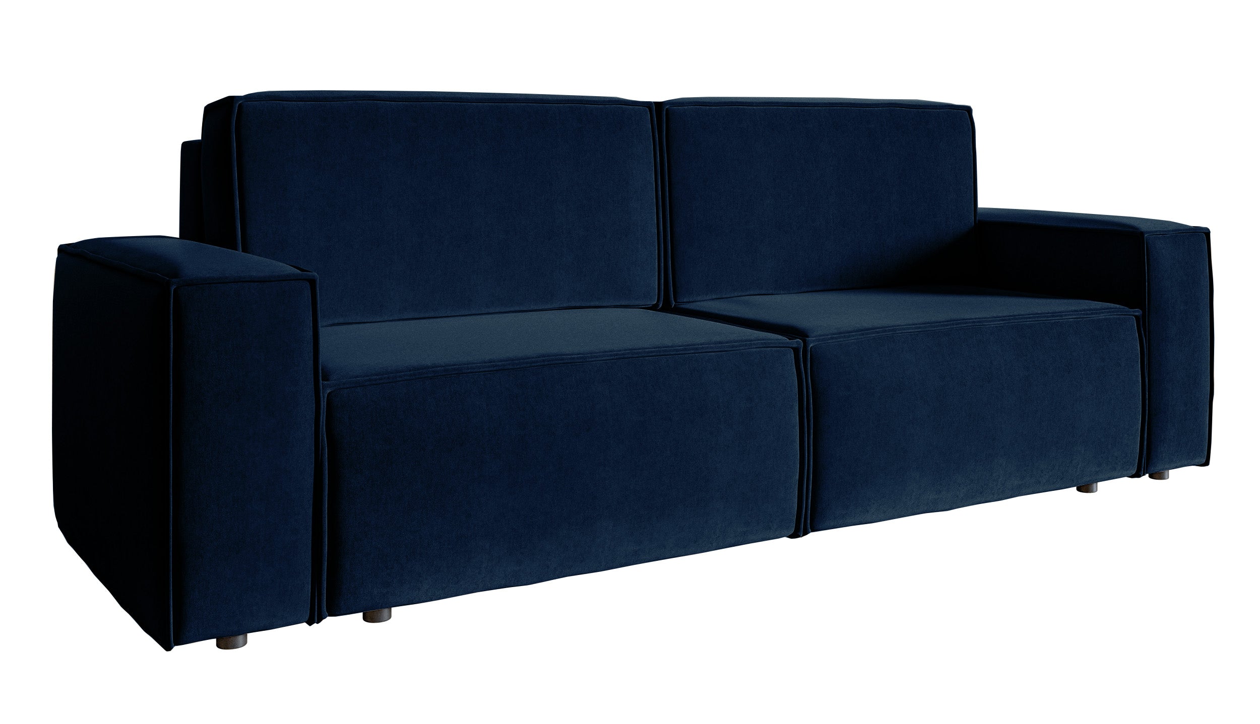 Dreisitziges Schlafsofa Copertino, marineblauer Velours, wasserabweisend