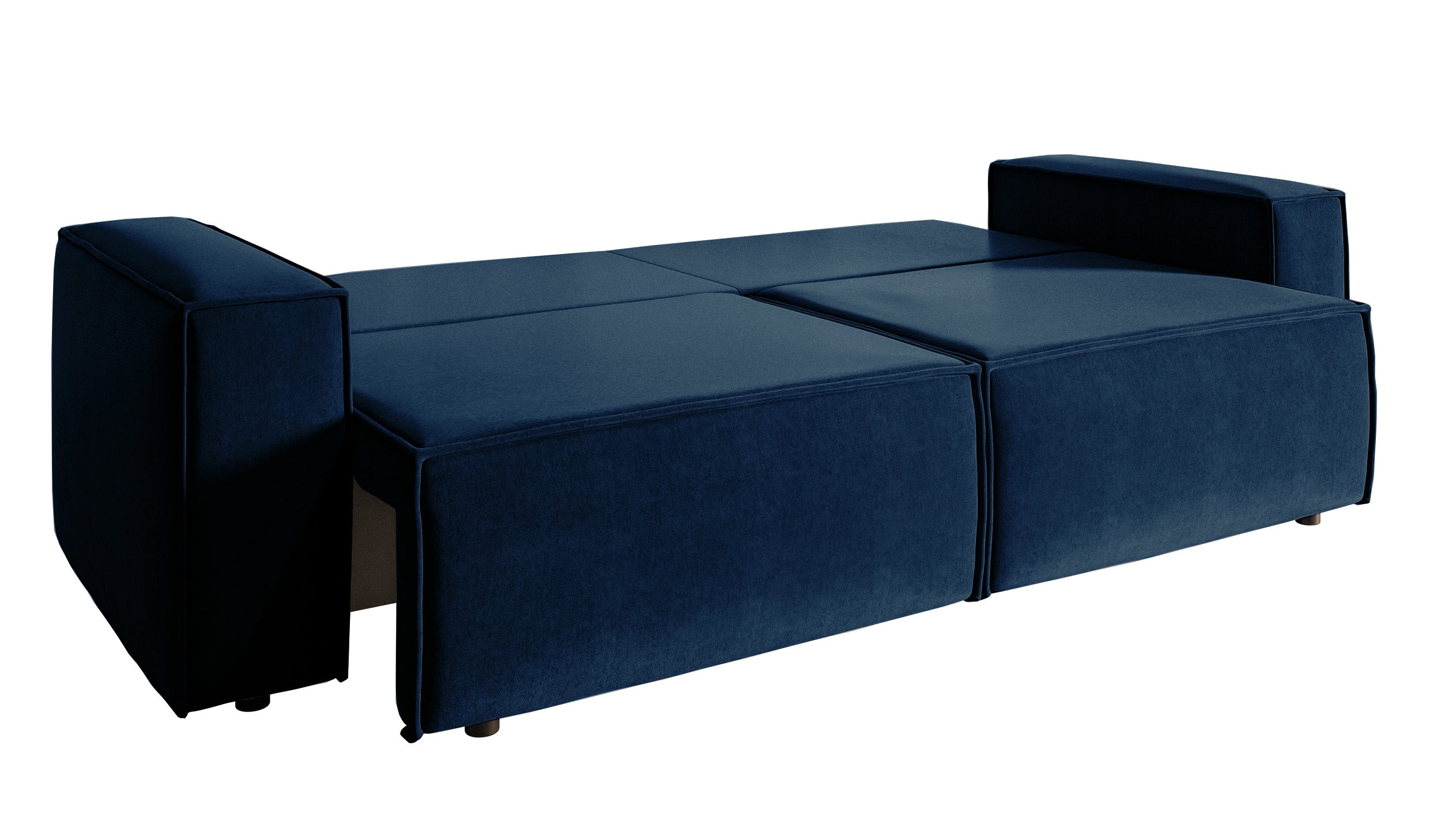 Dreisitziges Schlafsofa Copertino, marineblauer Velours, wasserabweisend