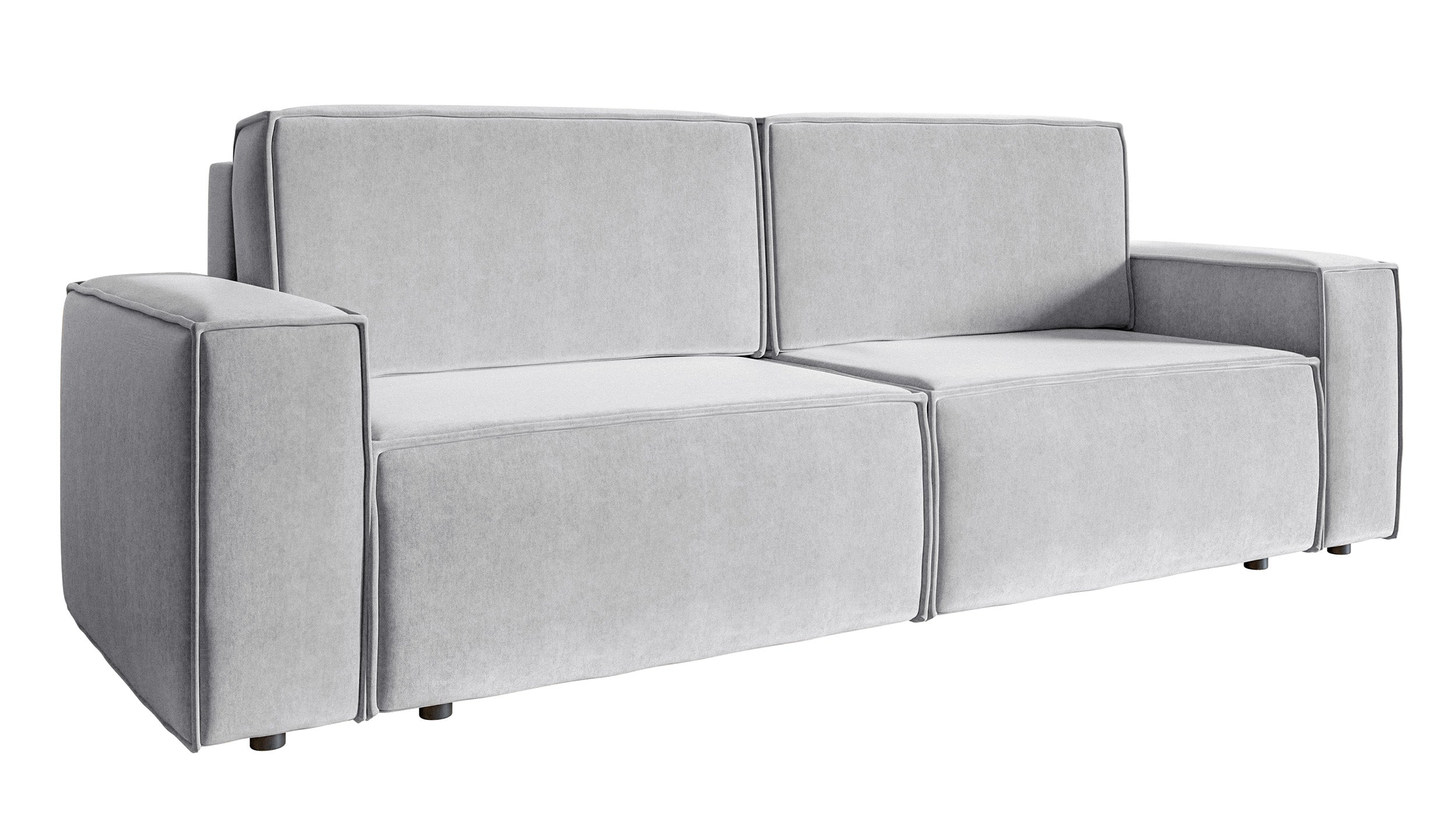 Dreisitziges Schlafsofa Copertino, hellgrauer Velours, wasserabweisend