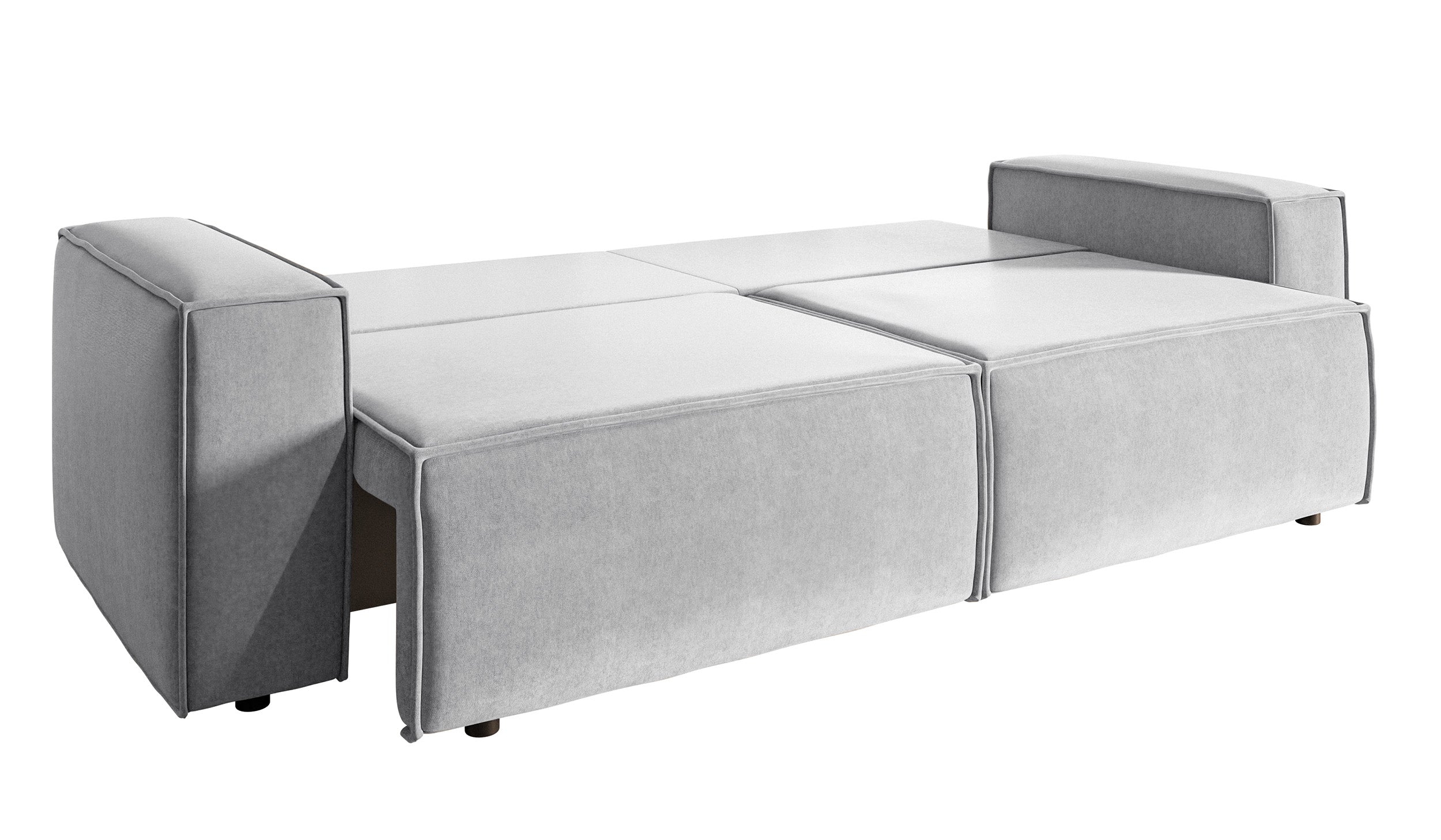 Dreisitziges Schlafsofa Copertino, hellgrauer Velours, wasserabweisend