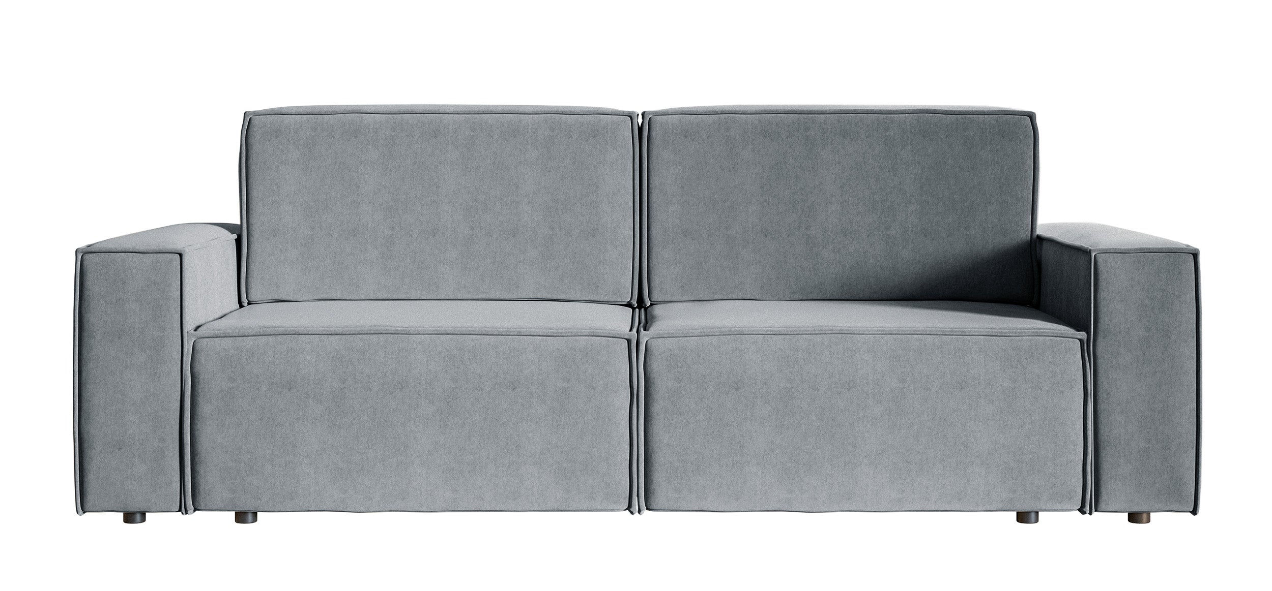 Dreisitziges ausklappbares Sofa Copertino, grauer wasserabweisender Velours