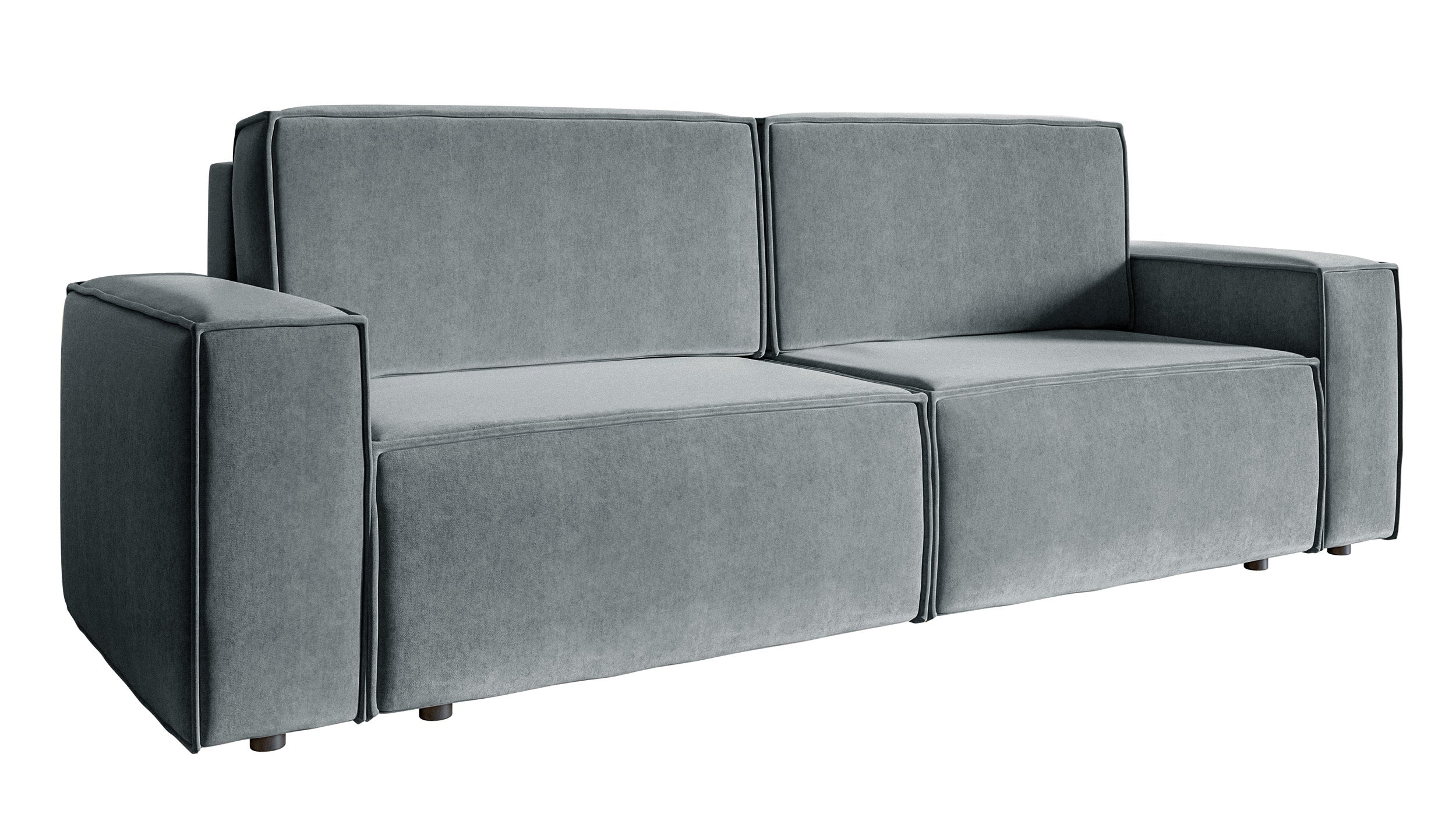 Dreisitziges ausklappbares Sofa Copertino, grauer wasserabweisender Velours