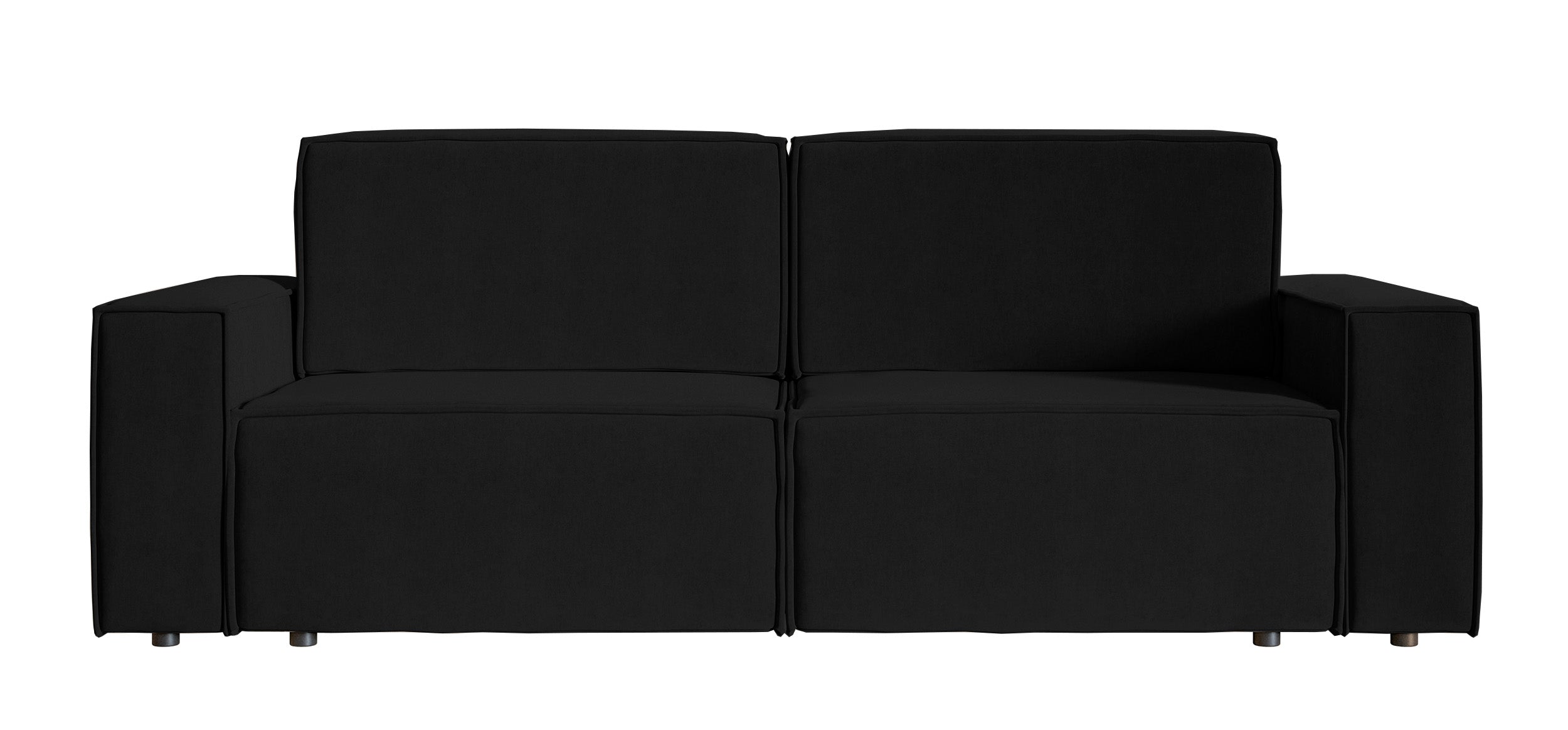 Schwarzes, dreisitziges Schlafsofa Copertino aus wasserabweisendem Velours