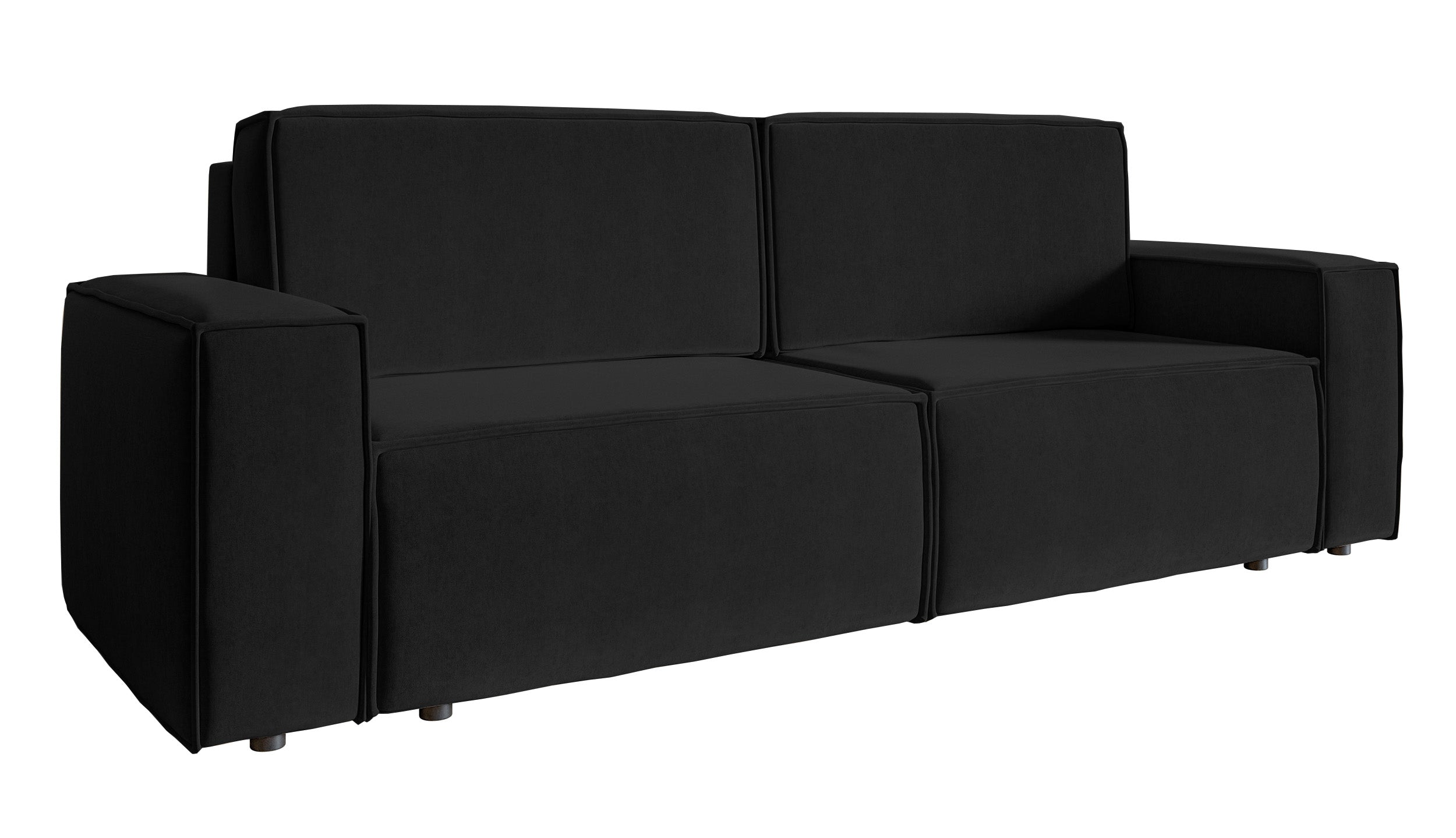 Schwarzes, dreisitziges Schlafsofa Copertino aus wasserabweisendem Velours