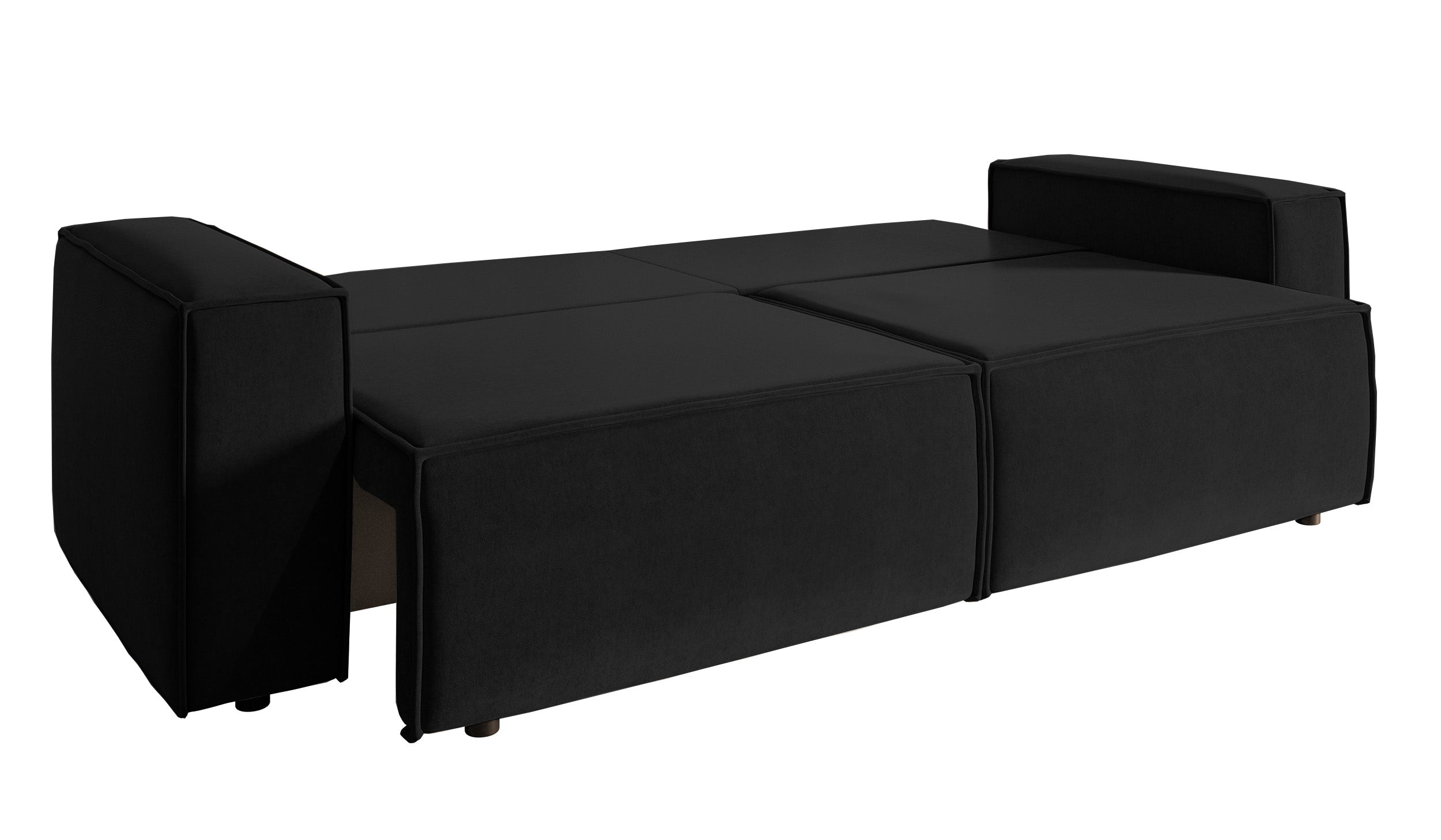 Schwarzes, dreisitziges Schlafsofa Copertino aus wasserabweisendem Velours