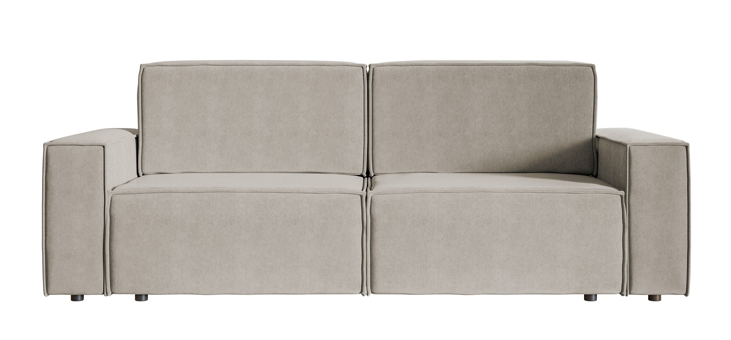 Dreisitziges Schlafsofa Copertino in Grau-Beige, wasserabweisender Samtstoff