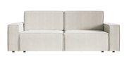 Dreisitziges ausziehbares Sofa Copertino, hellbeiger wasserabweisender Veloursstoff