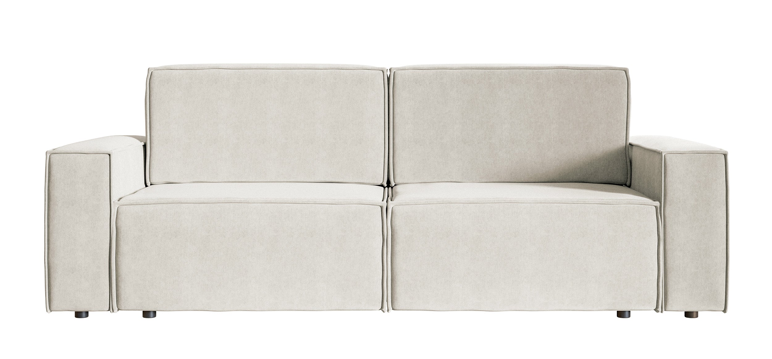 Dreisitziges ausziehbares Sofa Copertino, hellbeiger wasserabweisender Veloursstoff