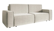 Dreisitziges ausziehbares Sofa Copertino, hellbeiger wasserabweisender Veloursstoff