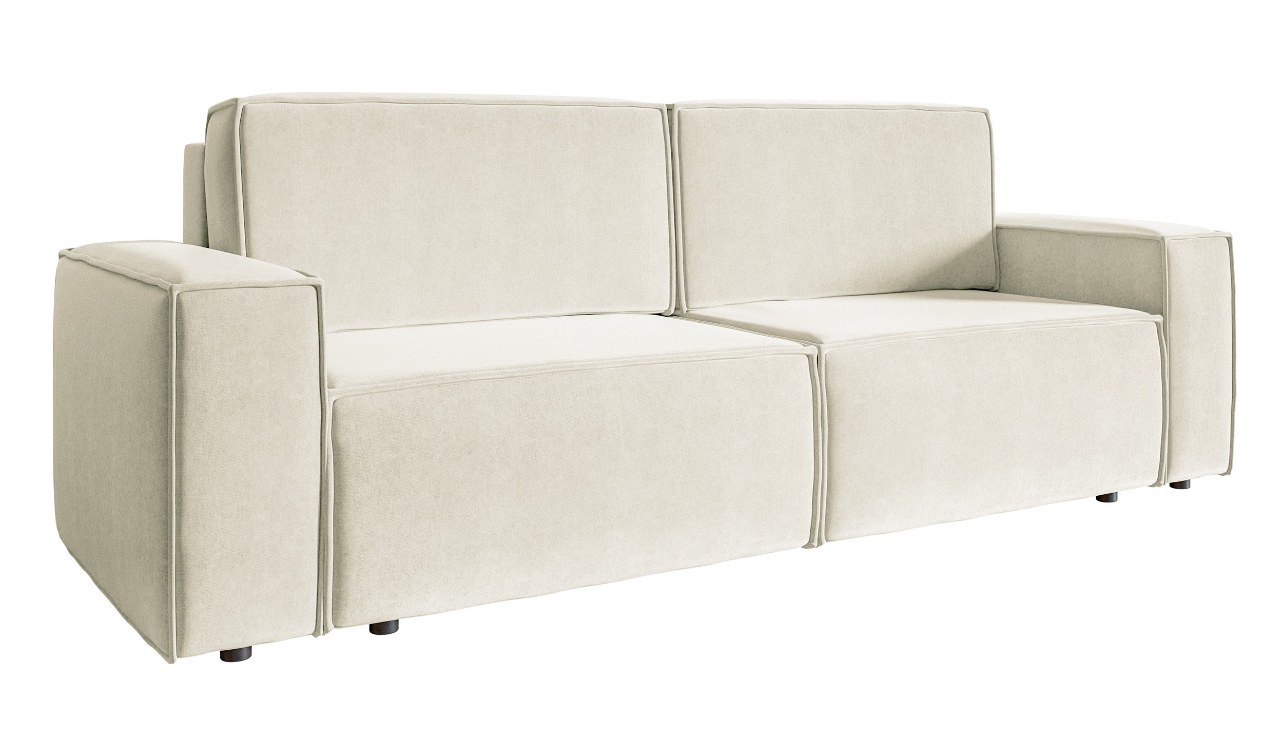 Drei-Sitzer-Schlafsofa Copertino, cremefarben, Velours, wasserabweisend