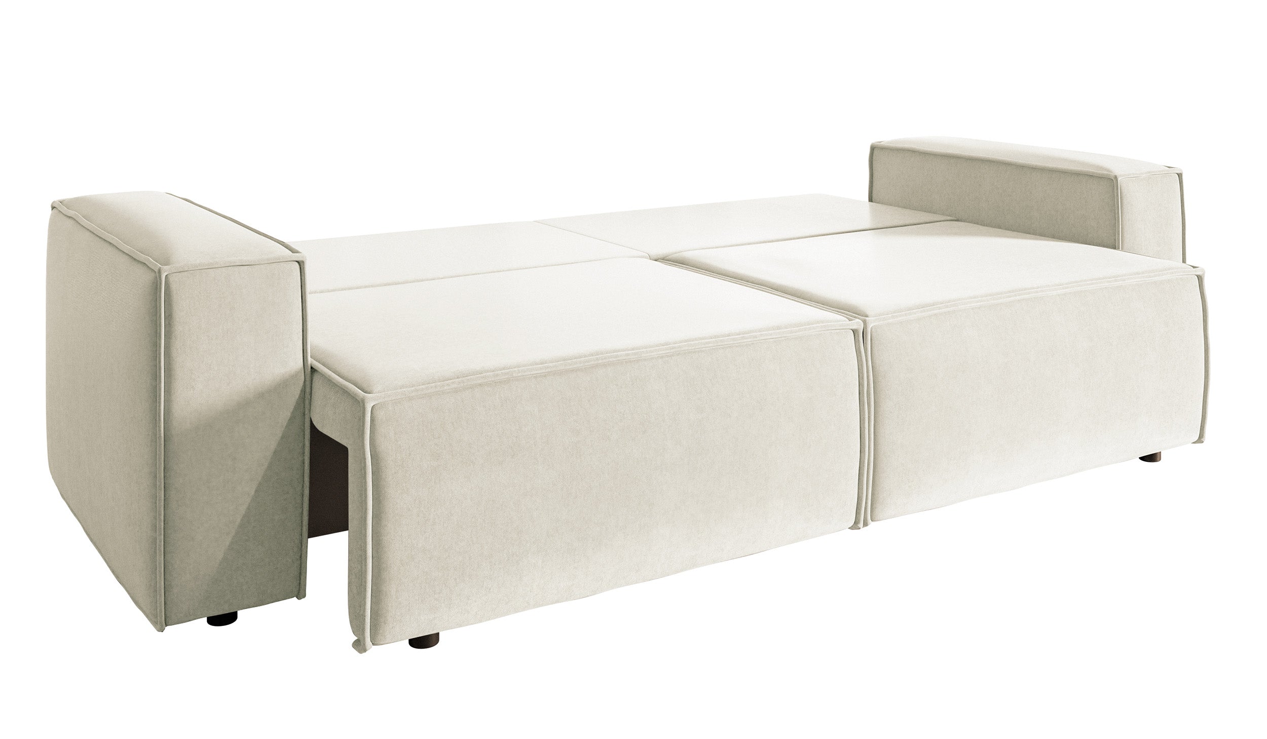 Drei-Sitzer-Schlafsofa Copertino, cremefarben, Velours, wasserabweisend