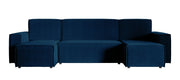 U-förmiges Ecksofa Copertino mit Schlaffunktion, Stauraum, universell einsetzbar, marineblauer, hydrophober Samtstoff