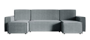 U-förmiges Ecksofa Copertino mit Schlaffunktion, Stauraum, universell, grau, wasserabweisender Samtstoff