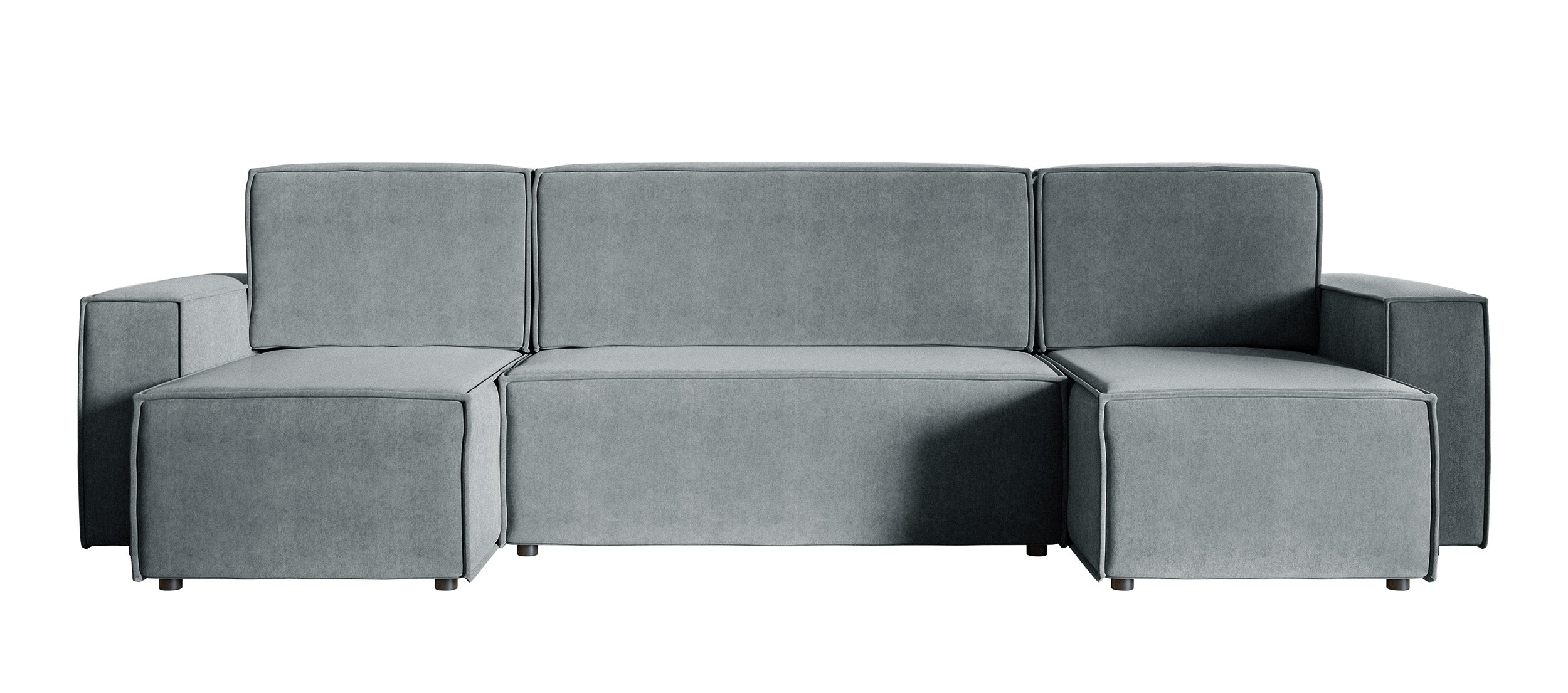 U-förmiges Ecksofa Copertino mit Schlaffunktion, Stauraum, universell, grau, wasserabweisender Samtstoff