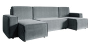 U-förmiges Ecksofa Copertino mit Schlaffunktion, Stauraum, universell, grau, wasserabweisender Samtstoff
