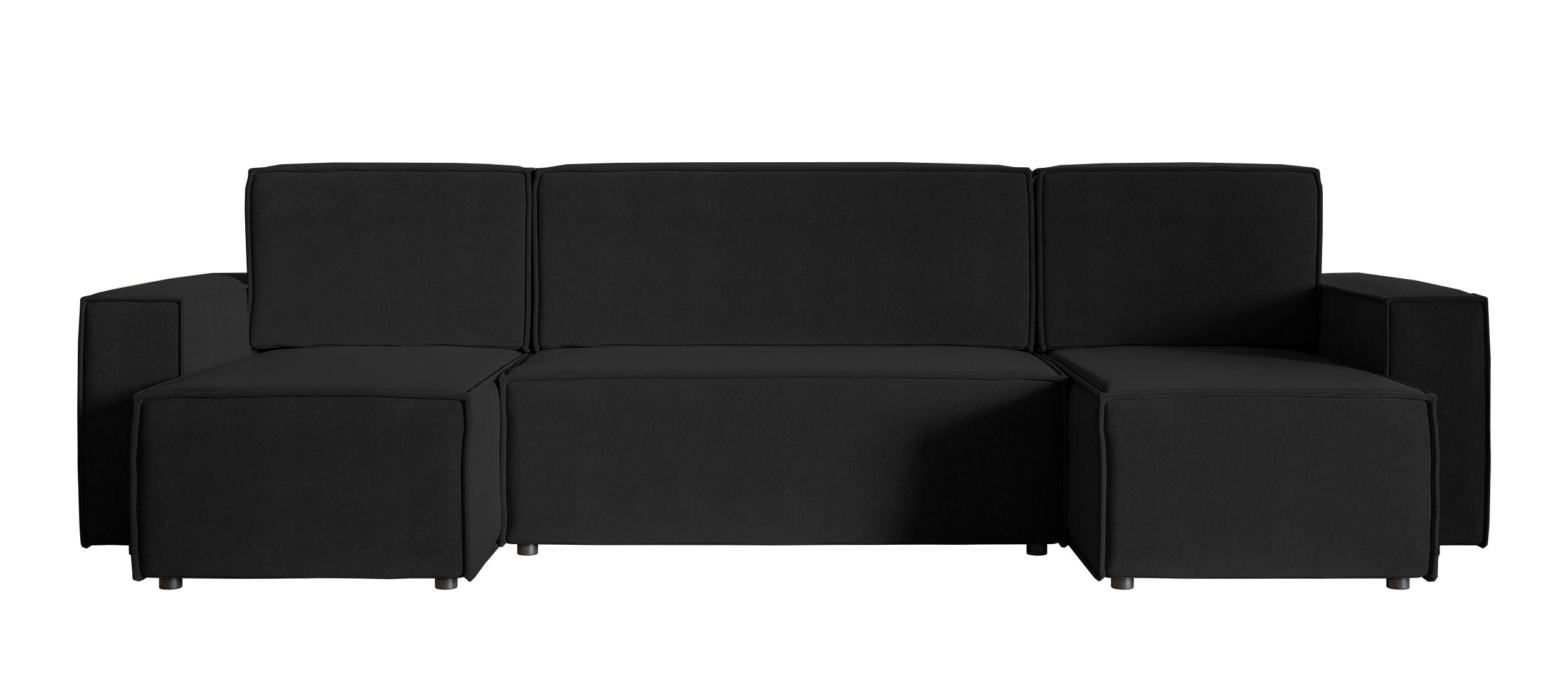 U-förmige Eckcouch Copertino mit Schlaffunktion, universeller Stauraum, schwarzer hydrophober Samt