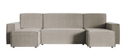 Ecksofa mit Schlaffunktion Copertino U-förmig mit Stauraum, universell, grau-beiger hydrophober Samtstoff