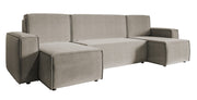 Ecksofa mit Schlaffunktion Copertino U-förmig mit Stauraum, universell, grau-beiger hydrophober Samtstoff