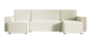 Ecksofa mit Schlaffunktion Copertino U-förmig mit Stauraum, universell, cremefarben, wasserabweisender Samt