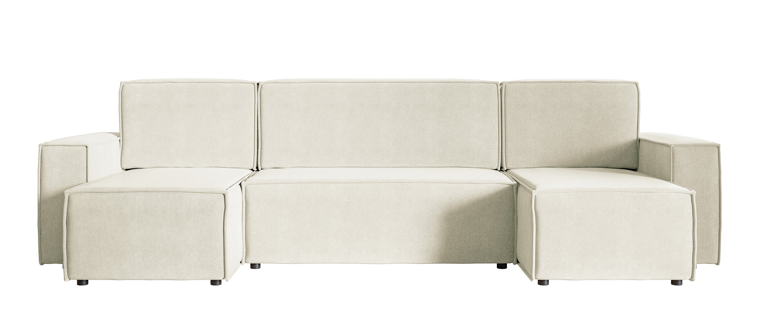 Ecksofa mit Schlaffunktion Copertino U-förmig mit Stauraum, universell, cremefarben, wasserabweisender Samt