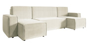 Ecksofa mit Schlaffunktion Copertino U-förmig mit Stauraum, universell, cremefarben, wasserabweisender Samt